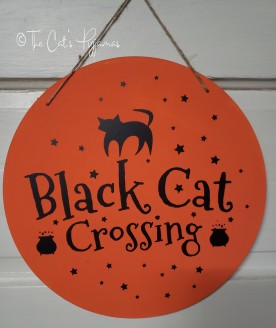 Black Cat Crossing Door Hanger